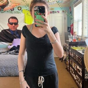 Black off the shoulder top